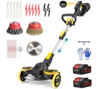 Tagliaerba a Batteria 21V, Compatibile con Batterie Makita, Decespugliatore con Spazzola per Erbacce, 2 Batterie da 4.0Ah Incluse, Motore senza Spazzole da 900W per Prato, Giardino, Cortile (Nero)