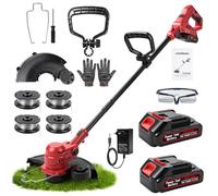 Tagliaerba a Batteria Con Batteria e Caricabatterie, Tagliabordi Elettrico 2-in-1 Con Larghezza di Taglio 300mm, Tagliaerba Telescopico Con 4 Bobine di Filo Per Prato, Giardino, Malerbe