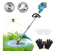 Tagliaerba a batteria da 10 pollici, compatibile con batteria Makita da 18 V (senza batteria), 1200 W, senza spazzole, pieghevole, con indicatore della batteria, spazzola in acciaio, trivande e filo