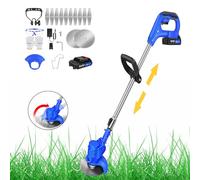 Tagliaerba a batteria da 21 V, con batteria e caricabatterie, 10000 giri/min, decespugliatore elettrico, tagliaerba elettrico, per prato, giardino, potatura, colore: blu