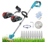 Tagliaerba a batteria, ricambio per Makita 18 V DUR181Z, compatibile con batteria Makita BL1830B, con batteria da 2 x 3000 mAh, manico telescopico regolabile, per giardini, prati e manieri