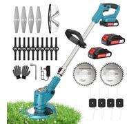 Tagliaerba a batteria, tagliaerba elettrico 4 in 1, con 2 batterie da 21 V e 4 tipi di coltelli, tagliabordi elettrico per prato, giardino