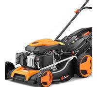 Tagliaerba a scoppio semovente FUXTEC RM5196 larghezza di taglio 51 cm, tosaerba a benzina con trazione motore a scoppio 196cc Easy Clean 4in1 6CV/4,4KW mulching / sacco raccoglierba 50L