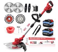 Tagliaerba con batteria per batteria Makita, decespugliatore con spazzola per erbacce e batteria 2 x 4,0 MA, tagliabordi, tagliaerba elettrico, con 4 lame di ricambio per giardino, cortile