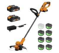 Tagliaerba elettrico a batteria, con 2 batterie da 2,0 Ah e caricabatterie, larghezza di taglio 300 mm, tagliaerba con suggerimento automatico, 8 bobine di fili, fresa da giardino per giardino