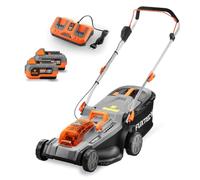 Tagliaerba Elettrico a Batteria FUXTEC E2RM37-40V (2x20V), Larghezza di Taglio 37cm, Altezza Regolabile, Senza Fili - Set con Batteria e Caricabatterie Inclusi