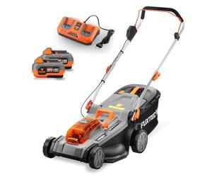 Tagliaerba Elettrico a Batteria FUXTEC E2RM37-40V (2x20V), Larghezza di Taglio 37cm, Altezza Regolabile, Senza Fili - Set con Batteria e Caricabatterie Inclusi