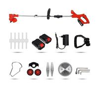 Tagliaerba elettrico pieghevole 21V 1800W Tosaerba potabile a batteria Strumenti di taglio for potatura da giardino con 2 batterie e amp; Ruote per giardino, prato(Red 2Battery)