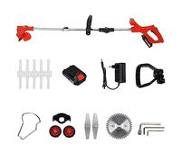 Tagliaerba elettrico pieghevole 21V 1800W Tosaerba potabile a batteria Strumenti di taglio for potatura da giardino con 2 batterie e amp; Ruote per giardino, prato(Red 1Battery)