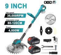 Tagliaerba Elettrico Senza Spazzole per Giardino, Trimmer per Taglio Erba 36000RPM, Pieghevole, per Giardino e Cortile, Lunghezza Lama 80-120cm, Compatibile con Batteria Makita 21V