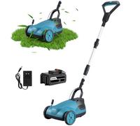 Tagliaerba senza fili 21 V, tosaerba manuale con batteria 3,0 Ah, larghezza di taglio 21 cm, per prato fino a 50 m², altezza taglio regolabile, ruote rimovibili, batteria per giardino