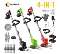 Tagliaerba telescopico leggero a batteria da 21 V 650 W con 2 batterie da 2000 mAh, 4 tipi di lama, tagliaerba da giardino