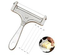 Tagliaformaggi con filo e rullo - perfetto per formaggi da morbido a medio-duro - Struttura lega di alluminio/acciaio inox con 4 fili di ricambio