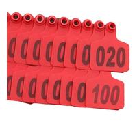 Tagliandi auricolari per l'identificazione degli, Dimensioni multiple dei marchi auricolari del bestiame del PE multicolori 2.95x2.36 pollici for i cervi della capra delle pecore(Red,401-500)
