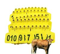 Tagliandi auricolari per l'identificazione degli, Marchi auricolari in plastica 100-500 pezzi Multicolor Multi dimensioni Identificazione del bestiame(Yellow,Calf001-100)