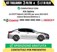 Tagliando 3 Filtri BOSCH e 5 Lt CASTROL per KIA Optima 2.0 CVVT Hybrid 140 kw...