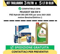 Tagliando 3 Filtri BOSCH e 5 Lt CASTROL per PEUGEOT 508 SW II PSE Hybrid4 360...