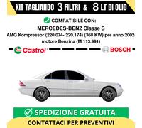 Tagliando 3 Filtri BOSCH e 8 Lt CASTROL per MERCEDES-BENZ Classe S S 55 AMG K...