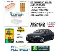 TAGLIANDO 3 FILTRI E OLIO BARDAHL 5W30 AUDI A4 B8 1.8 TFSI 125KW 170 CV CAVALLI