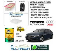 TAGLIANDO 3 FILTRI E OLIO BARDAHL 5W30 AUDI A4 B8 2.0 TFSI 180 211 220 CAVALLI