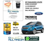 TAGLIANDO 3 FILTRI OLIO BARDAHL XTA 5W20 FORD ECOSPORT 1.0 ECOBOOST 74KW 101 CV