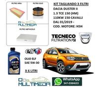 TAGLIANDO 3 FILTRI OLIO ORIGINALE ELF 5W30 DACIA DUSTER II 1.3 TCe 110KW 150 CV
