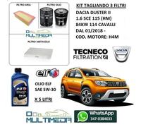 TAGLIANDO 3 FILTRI OLIO ORIGINALE ELF 5W30 DACIA DUSTER II 1.6 SCe 84KW 114 CV