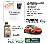 TAGLIANDO 3 FILTRI OLIO TOTAL QUARTZ 0W20 OPEL CORSA F 1.2 55KW 75 CV CAVALLI