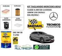 TAGLIANDO 4 FILTRI OLIO BARDAHL 5W-30 MERCEDES CLASSE A 200 1.8 CDI 100KW 136CV