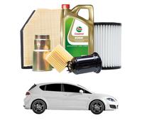 Tagliando compatibile con SEAT Leon 1.6 TDI 77 kw Diesel 2010-2012 - 5 Litri di olio + 4 Filtri
