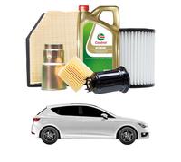 Tagliando compatibile con SEAT Leon 1.6 TDI 85 kw Diesel 2016-2020 - 5 Litri di olio + 4 Filtri
