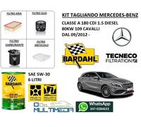 TAGLIANDO FILTRI+OLIO BARDAHL XFS 5W-30 MERCEDES CLASSE A 180 1.5 CDI 80KW 109CV
