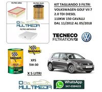 TAGLIANDO FILTRI OLIO BARDAHL XFS AV504 5W30 VW GOLF 7 VII 2.0 TDI 110KW 150 CV