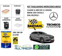 TAGLIANDO FILTRI+OLIO BARDAHL XTA 5W-30 MERCEDES CLASSE A 180 1.5 CDI 80KW 109CV