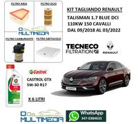 TAGLIANDO FILTRI OLIO CASTROL GTX 5W30 RENAULT TALISMAN 1.7 DCI 110KW 150 CV