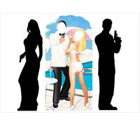 Tagliando In Cartone Del Tema Di James Bond Per Festa Con 2 Stand E Silhouette