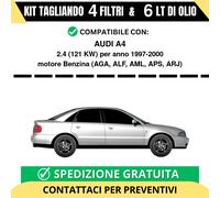 Tagliando per AUDI A4 2.4 121 kw Benzina 1997-2000 - 6 Lt di olio + 4 Filtri
