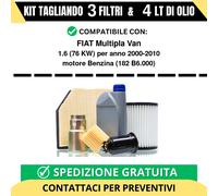 Tagliando per FIAT Multipla Van 1.6 76 kw Benzina 2000-2010 - 4 Lt di olio + ...