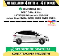 Tagliando per FORD C-Max II Van 1.5 TdCi 88 kw - 4 Lt di TOTAL + 4 Filtri ann...