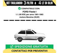 Tagliando per FORD Fiesta I 1.1 40 kw Benzina 1981-1983 - 4 Lt di olio + 3 Fi...