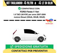 Tagliando per FORD Fiesta V Van 1.6 TdCi 66 kw - 4 Lt di TOTAL + 4 Filtri ann...