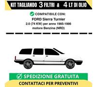 Tagliando per FORD Sierra Turnier 2.0 74 kw Benzina 1985-1986 - 4 Lt di olio ...