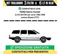 Tagliando per FORD Sierra Turnier 2.3 D 49 kw Diesel 1982-1986 - 6 Lt di olio...