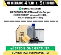 Tagliando per MERCEDES-BENZ Marco Polo Camper 200 CDI 100 kw Diesel 2015-2024...