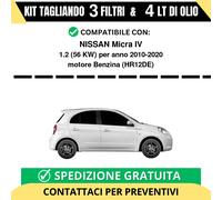 Tagliando per NISSAN Micra IV 1.2 56 kw Benzina 2010-2020 - 4 Lt di olio + 3 ...