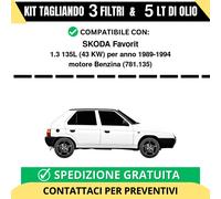 Tagliando per SKODA Favorit 1.3 135L 43 kw Benzina 1989-1994 - 5 Lt di olio +...