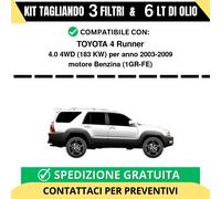 Tagliando per TOYOTA 4 Runner 4.0 4WD 183 kw Benzina 2003-2009 - 6 Lt di olio...