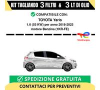 Tagliando per TOYOTA Yaris 1.0 53 kw - 3 Lt di TOTAL + 3 Filtri anno 2018-2023