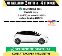 Tagliando per TOYOTA Yaris 1.3 63 kw - 4 Lt di TOTAL + 3 Filtri anno 2013-2023