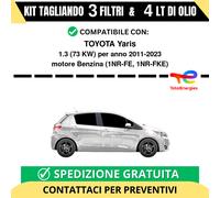 Tagliando per TOYOTA Yaris 1.3 73 kw - 4 Lt di TOTAL + 3 Filtri anno 2011-2023